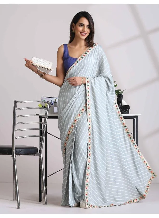 ترو برونز trueBrowns Grey Muslin Silk Saree