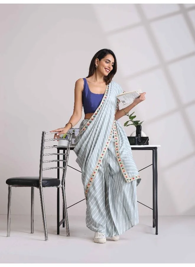 ترو برونز trueBrowns Grey Muslin Silk Saree