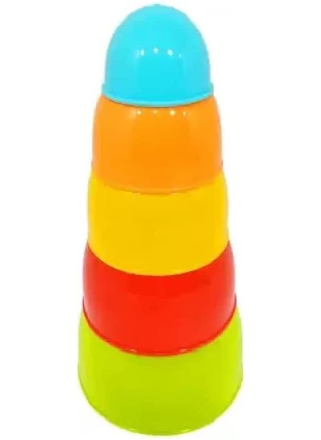 BAYBEE - 5Pcs Baby Stacking Bowls Cups For Kids Stacking Cups With 5 Different Colors Size Early Learning Educational Toy Sorting Stacking Blocks Toys For Baby Toddlers 1 2 3 Years Boys Girls - Image 1
