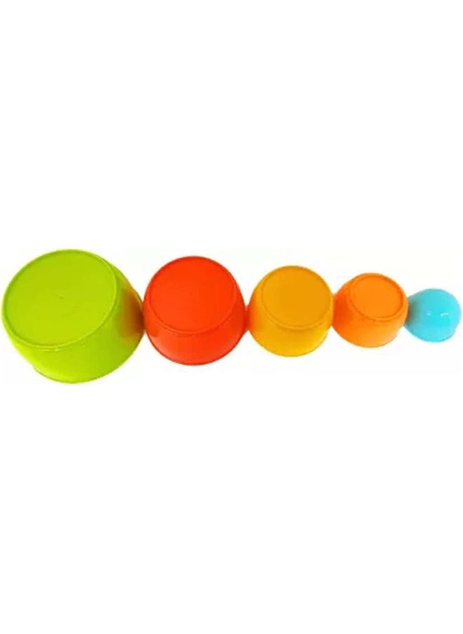 BAYBEE - 5Pcs Baby Stacking Bowls Cups For Kids Stacking Cups With 5 Different Colors Size Early Learning Educational Toy Sorting Stacking Blocks Toys For Baby Toddlers 1 2 3 Years Boys Girls - Image 1
