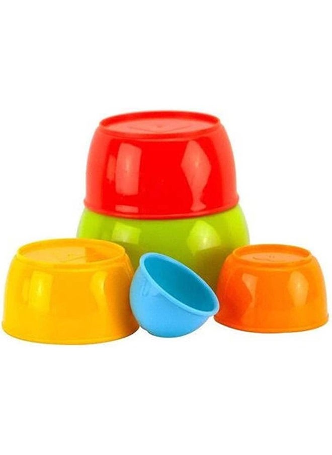 BAYBEE - 5Pcs Baby Stacking Bowls Cups For Kids Stacking Cups With 5 Different Colors Size Early Learning Educational Toy Sorting Stacking Blocks Toys For Baby Toddlers 1 2 3 Years Boys Girls - Image 1