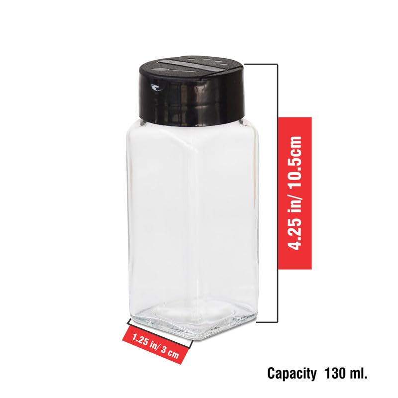 Pure Source India Salt And Pepper Salt Sprinklers, Capacity Of This Salt Sprinkler Is About 100 GM, Set Of 4 Pcs Glass Container With Metal Lid (salt sprinkler for kitchen) - Image 3