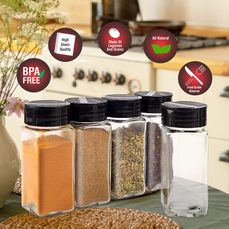 Pure Source India Salt And Pepper Salt Sprinklers, Capacity Of This Salt Sprinkler Is About 100 GM, Set Of 4 Pcs Glass Container With Metal Lid (salt sprinkler for kitchen) - Image 2