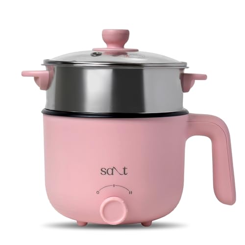 Salt FlexiCook Pro Multi Cook Kettle | 600W Power, Multi Power Mode | Stainless Steel Base with Non Stick Coating | Boil Dry Protection | Steamer & Egg Boiler | 1.2 Liters (Pink) - Image 1