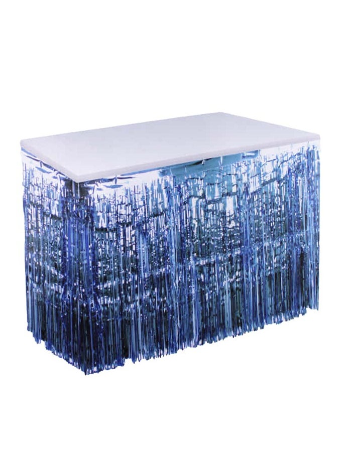 PARTY FUN - Metallic Table Skirt  76cmX4.27mt Blue clr - Image 1