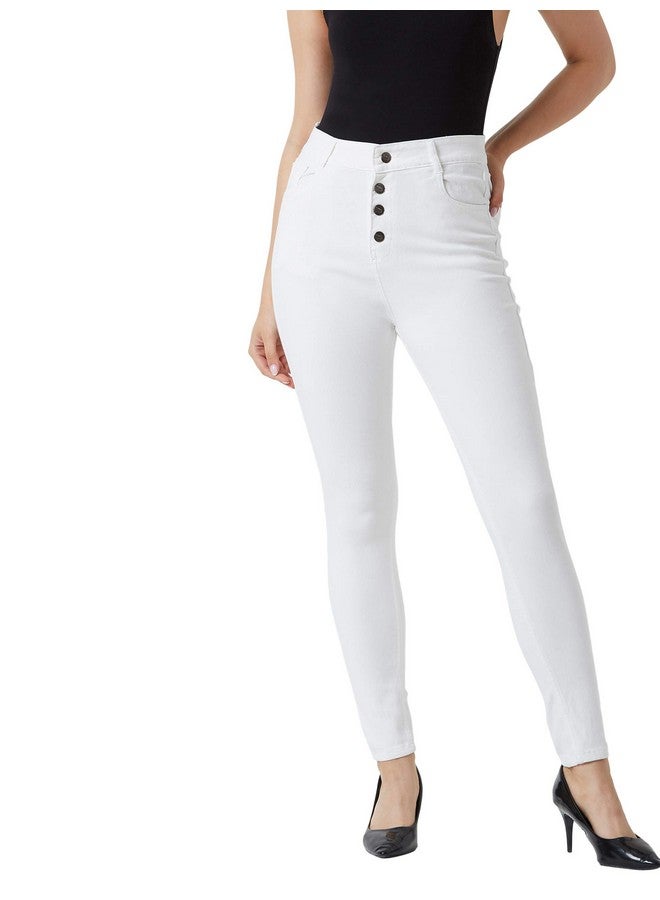 Miss Chase Women's Denim Skinny Fit High Rise Jeans(MCSS19DEN08-41-82-32,White,32) - Image 1
