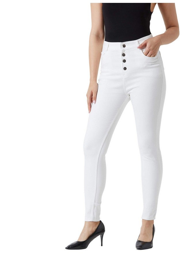 Miss Chase Women's Denim Skinny Fit High Rise Jeans(MCSS19DEN08-41-82-32,White,32) - Image 3