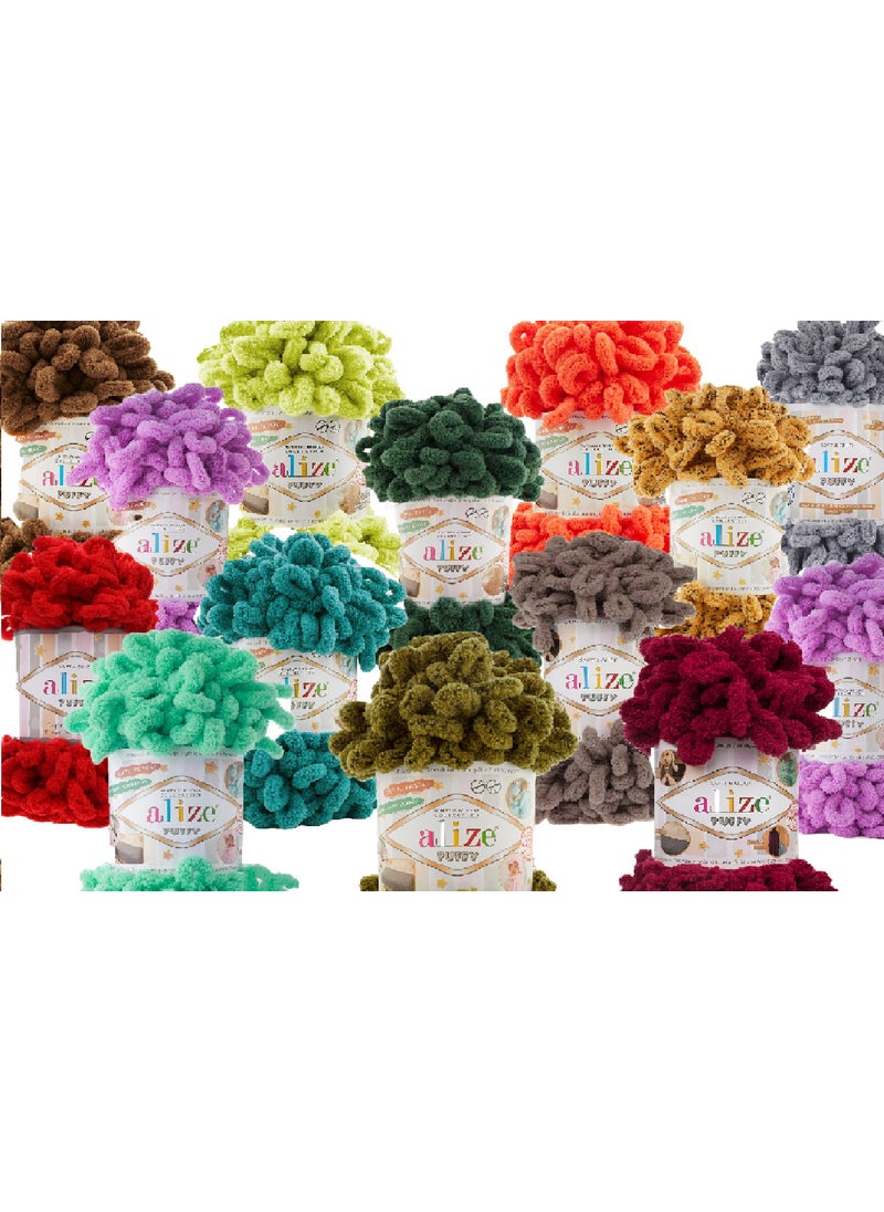 Alize Puffy - "5 Pieces" 485 Turtle Green Hand Knitting Yarns Panduf Blanket Scarf Cardigan and Mop Yarn - Image 1