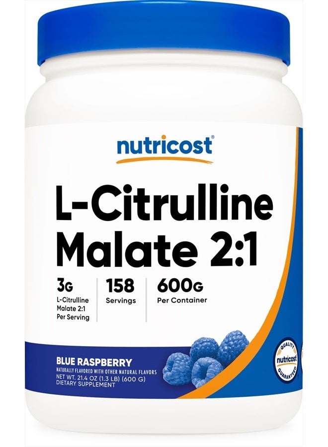 Nutricost L-Citrulline Malate 2:1, Blue Raspberry, 21.4 oz - Image 1