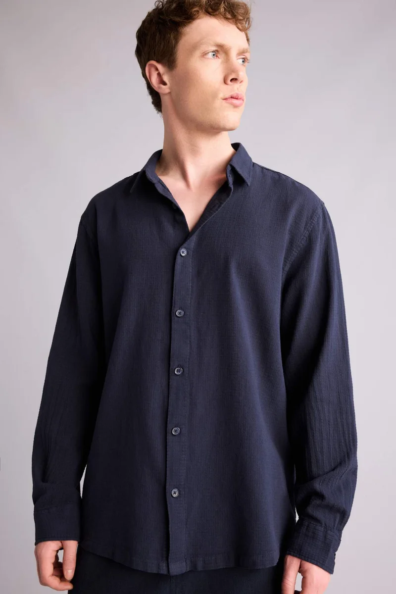 ديفاكتو 100% Cotton Regular Fit Shirt Collar Long Sleeve Shirt