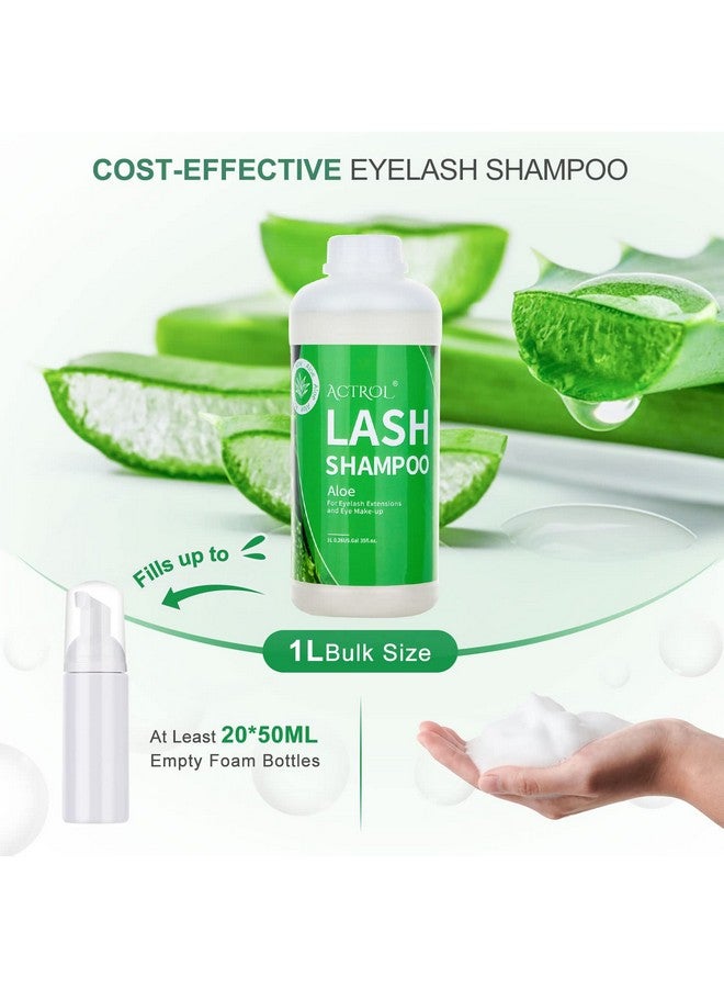 اكترول منظف إطالة الرموش بالصبار 1 لتر، شامبو طبيعي لإطالة الرموش، منظف رغوي احترافي للجفن، خالٍ من البارابين والكبريتات، غير مهيج مع الصالون والعناية المنزلية - Image 2