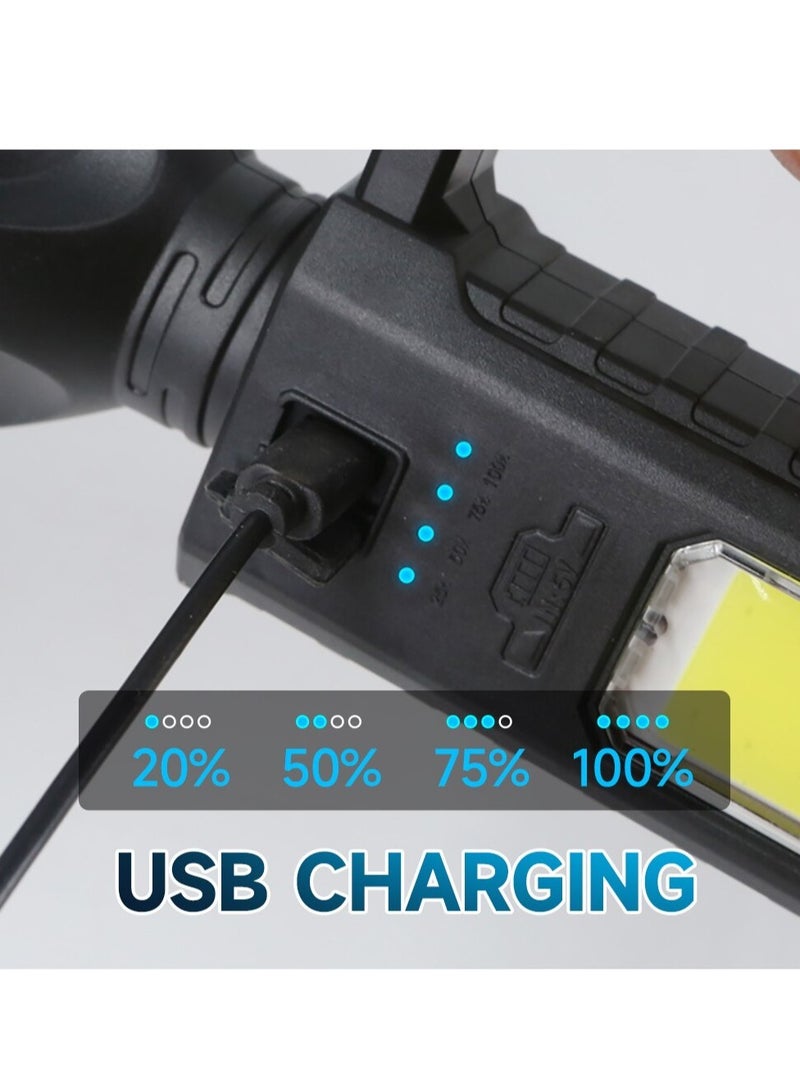 Handheld Flashlight, Waterproof High Power LED Flashlight, USB Rechargeable Fishing Lantern Torch, Powerful Searchlight With Multiple Light Modes, (1pc, S143B, Medium Size) - Image 4