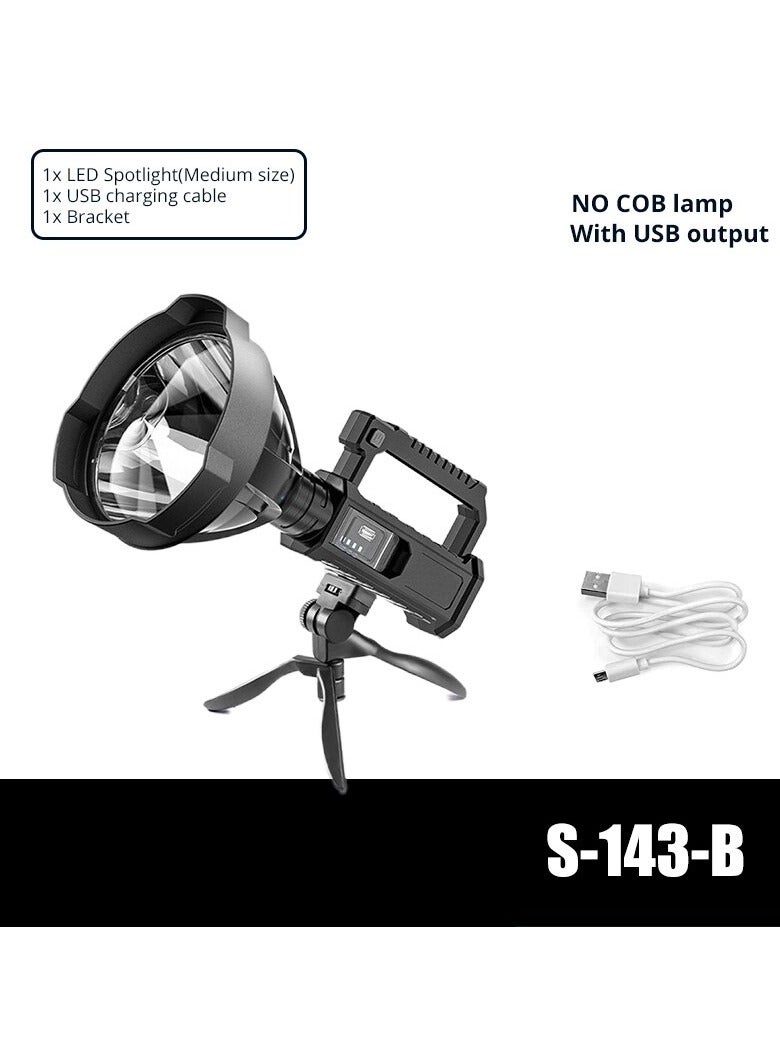 Handheld Flashlight, Waterproof High Power LED Flashlight, USB Rechargeable Fishing Lantern Torch, Powerful Searchlight With Multiple Light Modes, (1pc, S143B, Medium Size) - Image 1