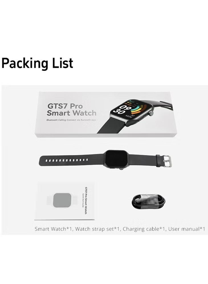 باس تيك ساعة ذكية للرجال GTS7Pro، شاشة AMOLED تعمل دائمًا، مكالمات بلوتوث، ساعة لياقة بدنية مقاومة للماء، متوافقة مع Android وiOS، - Image 2