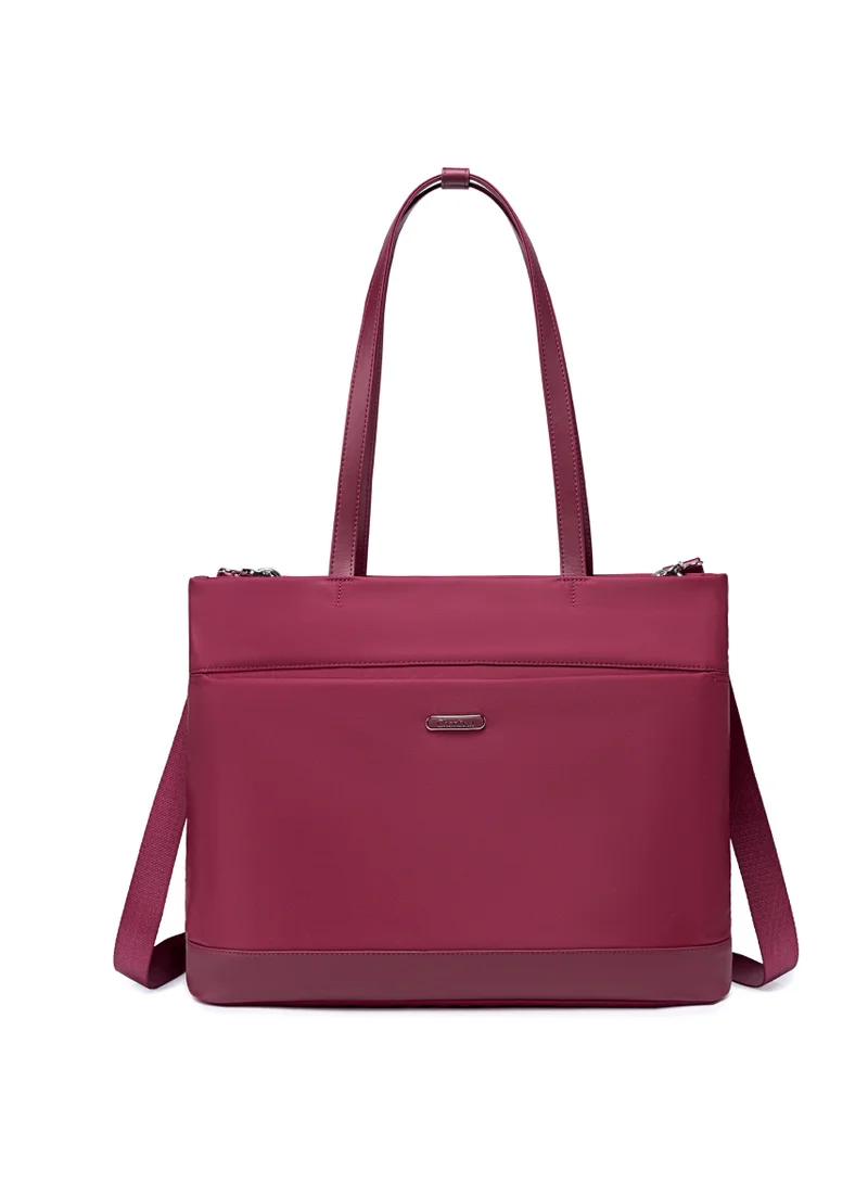 شانتريا حقيبة يد لاب توب خفيفة الوزن للنساء مقاومة للماء متعددة الوظائف بحمالة وجيوب متعددة للاستخدام اليومي والعمل والدراسة - عنابي