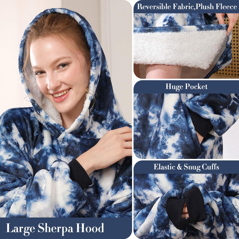 LetsFunny Blanket Hoodie,Oversized Wearable Sherpa Fleece Blanket Sweatshirt,Super Soft Warm Cozy with Giant Pocket,for Women Men Adults Teenagers Kids, One Size Fits All - Image 4