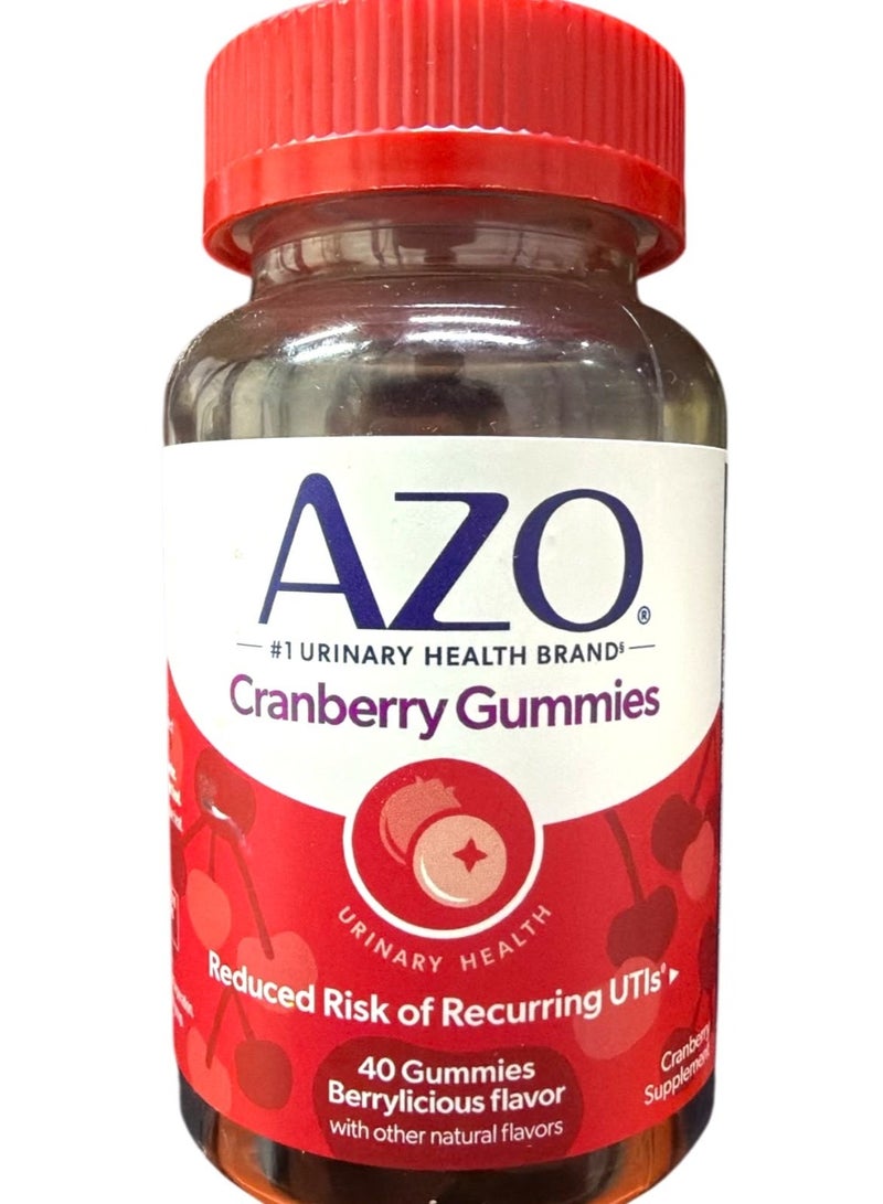 gya labs AZO Cranberry Urinary Tract Health Berrylicious Flavor 40 Gummies Packaging My Vary - Image 1