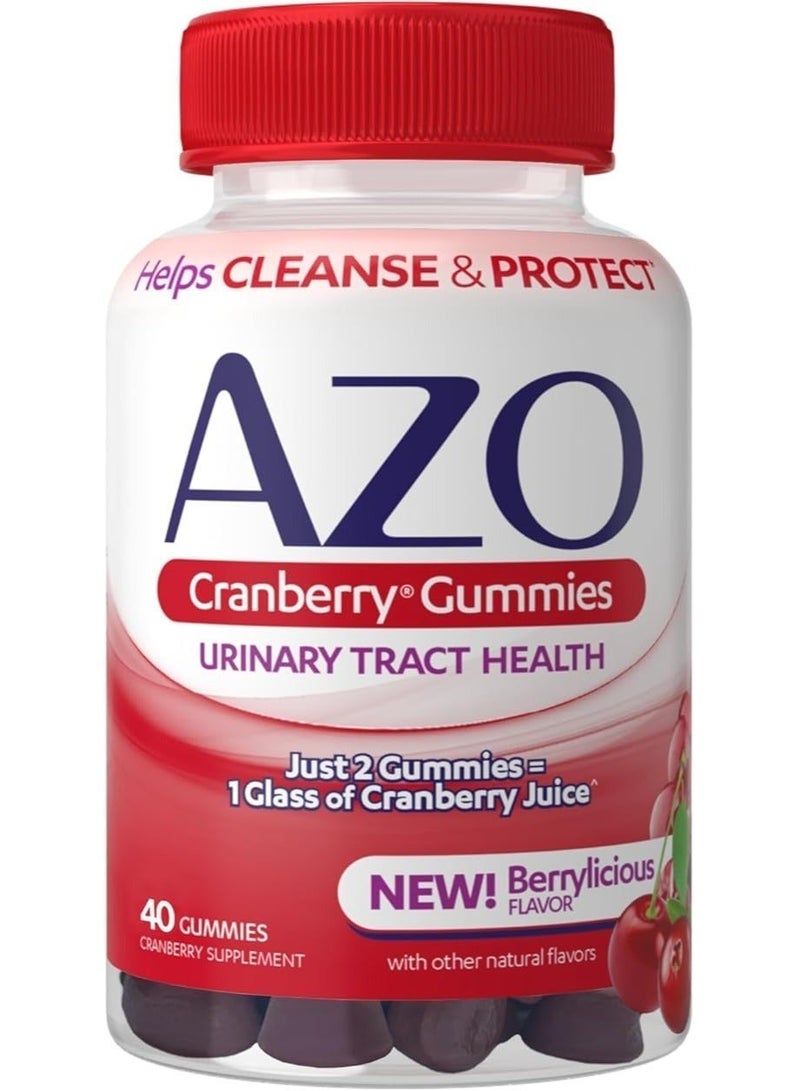 gya labs AZO Cranberry Urinary Tract Health Berrylicious Flavor 40 Gummies Packaging My Vary - Image 5