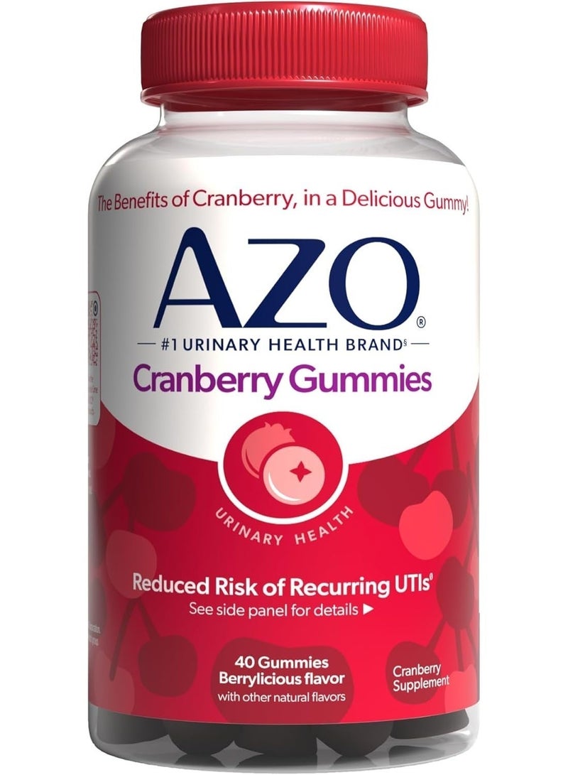 gya labs AZO Cranberry Urinary Tract Health Berrylicious Flavor 40 Gummies Packaging My Vary - Image 4