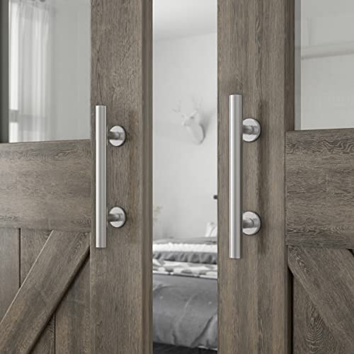 SMARTSTANDARD 12" Barn Door Handles 2PCS,Sliding Barn Door Pull Handle Stainless Steel,Heavy Duty Large Rustic Two-Side Design for Gates Garages Sheds Furniture Round - Image 2