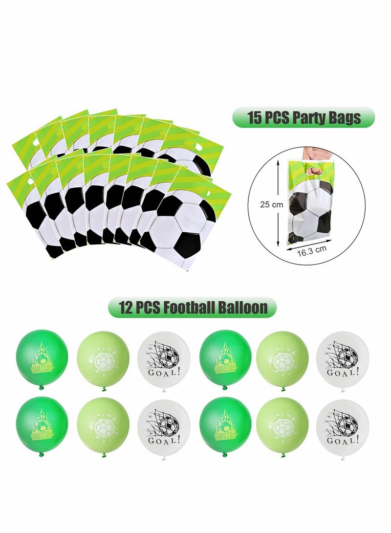 Football Party Bags Fillers Party Supplies, Football Key Rings, Wristbands, Tattoos, Whistles, Balloons, Gift Bags, Winner Medals Football Party Favors for Kids Boys Girls Birthday Gift, 87 Pcs