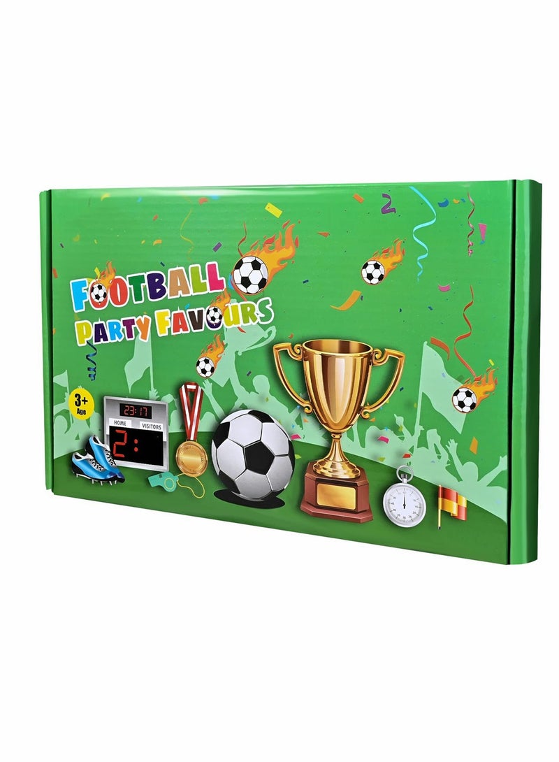 Football Party Bags Fillers Party Supplies, Football Key Rings, Wristbands, Tattoos, Whistles, Balloons, Gift Bags, Winner Medals Football Party Favors for Kids Boys Girls Birthday Gift, 87 Pcs