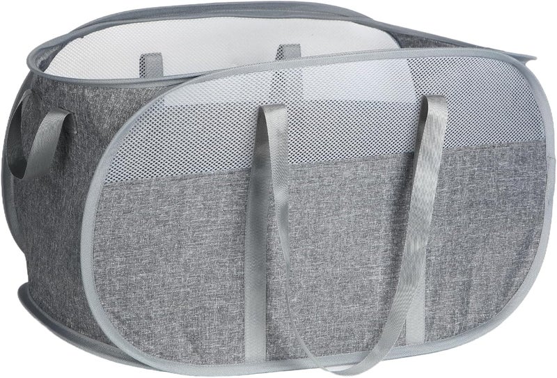 BATTOO 100L Collapsible Laundry Baskets, Tear Proof Pop Up Laundry Hamper with Dual Handles, Large Foldable Laundry Basket, Easy to Carry Laundry Hamper for Home, Laundry Room, Bedroom, Dorm, Travel Grey - Image 1