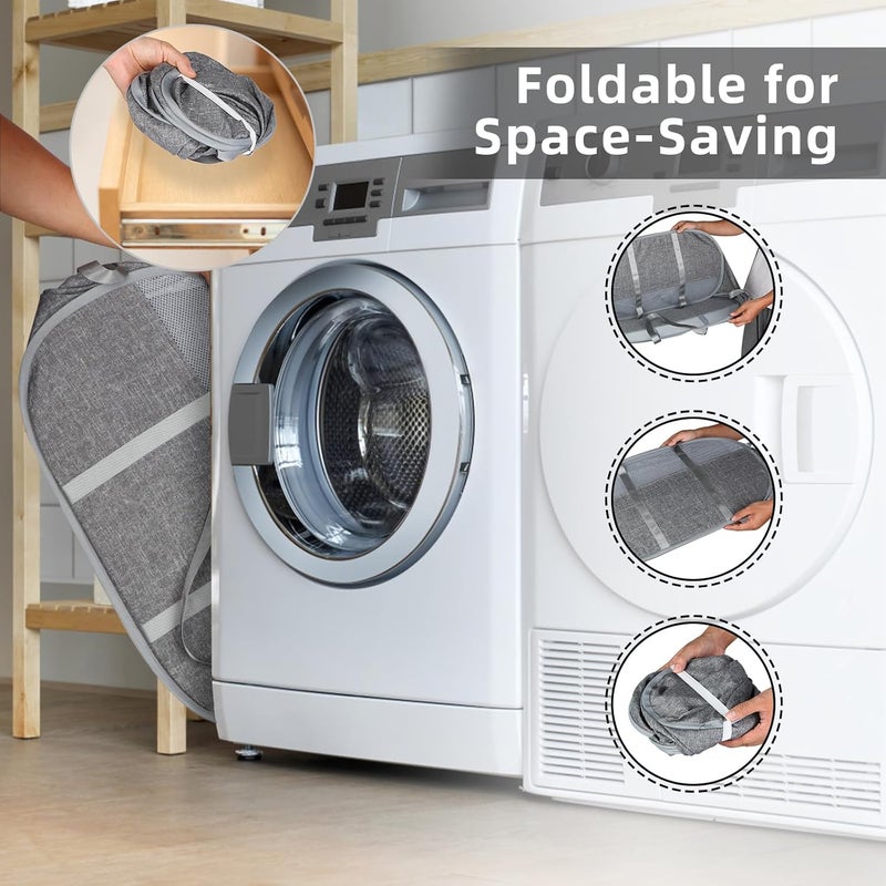 BATTOO 100L Collapsible Laundry Baskets, Tear Proof Pop Up Laundry Hamper with Dual Handles, Large Foldable Laundry Basket, Easy to Carry Laundry Hamper for Home, Laundry Room, Bedroom, Dorm, Travel Grey - Image 3