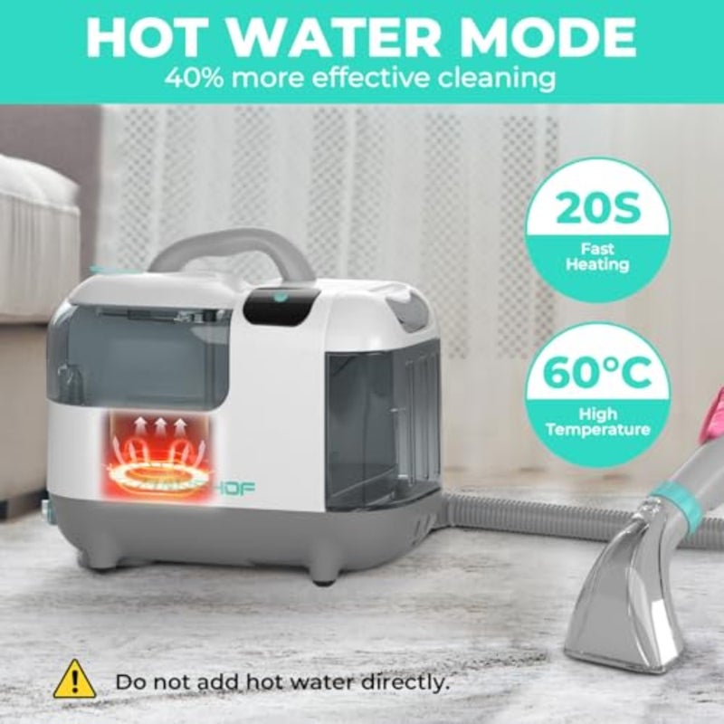 3-in-1 Carpet Cleaner for Home Use, Plastic Body, Blue, Fast Heating Lightweight Portable Design with Dual Tank and Included Shampoo - Image 4