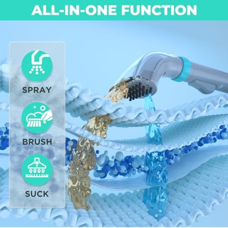 3-in-1 Carpet Cleaner for Home Use, Plastic Body, Blue, Fast Heating Lightweight Portable Design with Dual Tank and Included Shampoo - Image 3