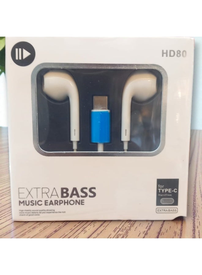 USB-C connector in-ear headphones, wired with built-in microphone and volume control. Hi-Fi stereo USB-C in-ear headphones with noise cancellation technology - USB-C hands-free