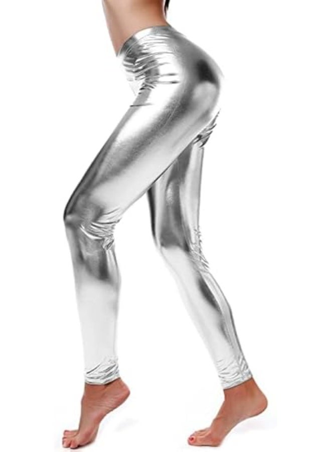 Girls Metallic Glitter Leggings, Synthetic Lycra, Gymnastics, Party, Dance