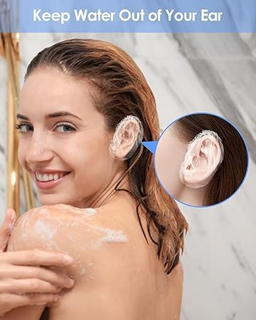 SNNP 200pcs Clear Ear Protectors Waterproof Ear Covers for Hair Dye, Shower, Bathing Ear Protection from water - Image 2