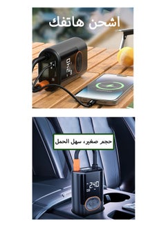 دائرة مربعة منفاخات الإطاراتمنفاخ إطارات محمول مع شاشة LCD وبطارية قابلة لإعادة الشحن - مضخة إطارات سيارات 150 رطل/بوصة مربعة، مضخة ضاغط هواء لإطارات السيارات والدراجات النارية وكرة السلة والمزيد من الأشياء القابلة للنفخ  - Image 4