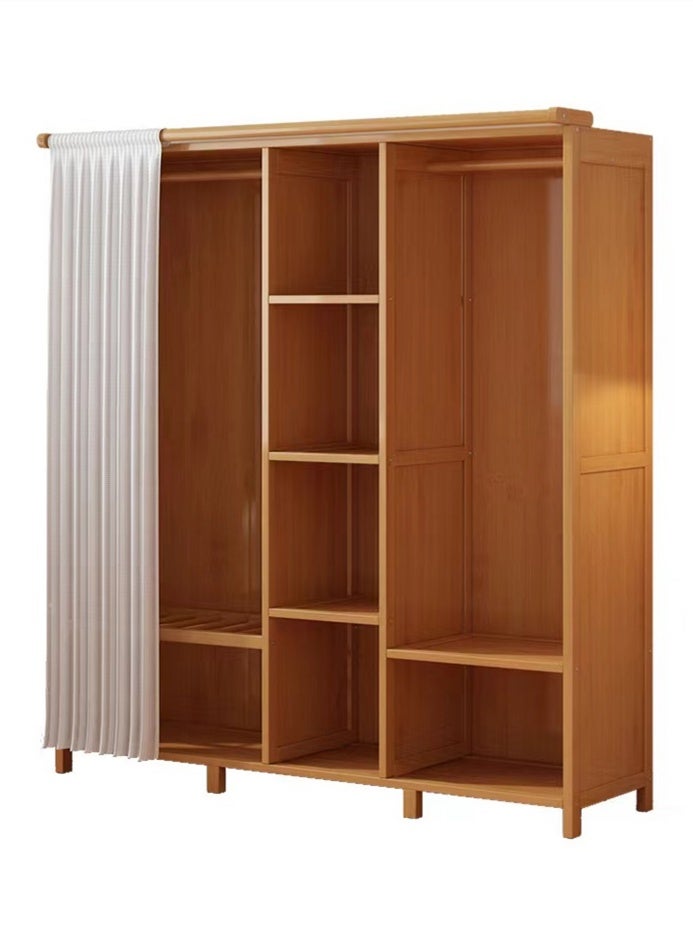 كوتيس خزانة ملابس، خزانة تخزين، منظم ملابس مع ستائر، من الخيزران، 150×43×160 سم - Image 3