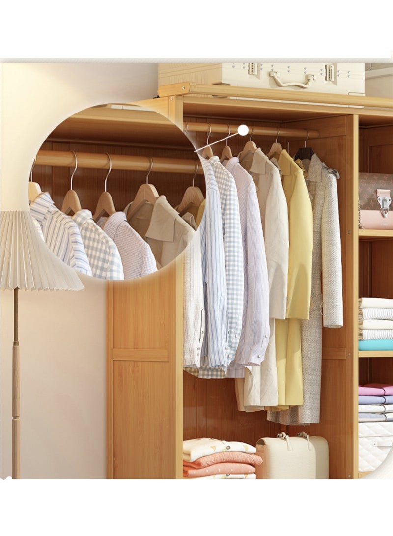 كوتيس خزانة ملابس، خزانة تخزين، منظم ملابس مع ستائر، من الخيزران، 150×43×160 سم - Image 4