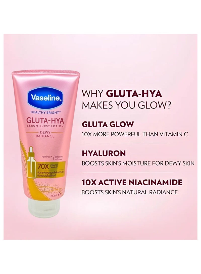 Vaseline Gluta Hya Dewy Radiance Lotion Bright 290ml - Image 3