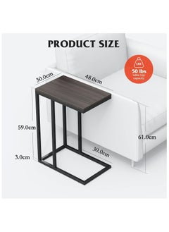 Chulovs Side Table End Table Living Room C Shaped Table for Sofa Couch and Large Desktop C Table for Bedroom with Sturdy Metal Legs  - Image 3
