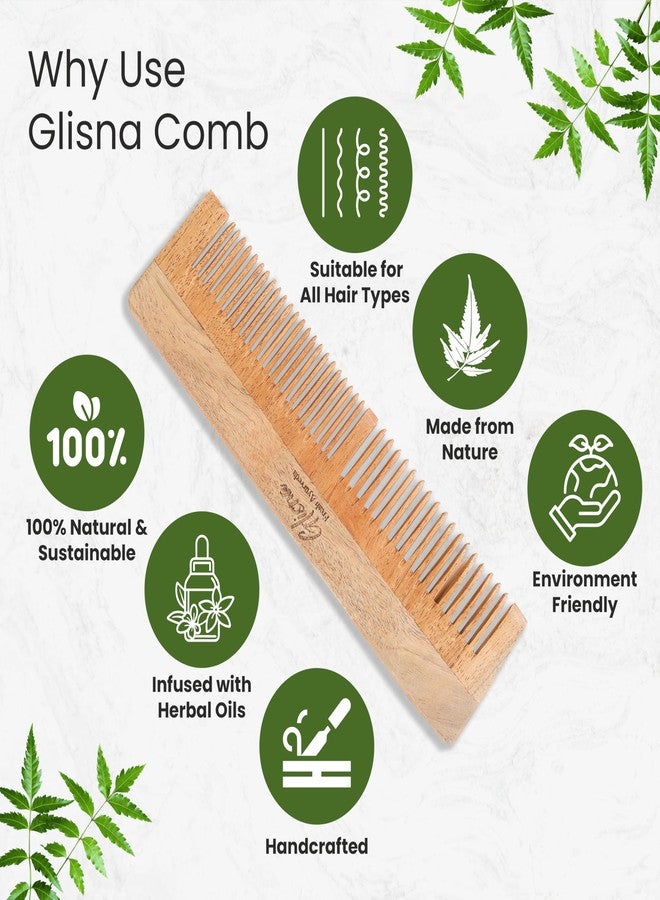 Glisna Neem Wooden Hair Comb for Hair Growth Organic Neem Wood Hair Comb for Women & Men Dual Tooth Design Infused with Herbal Oil Hairfall Control, Scalp Stimulation, & Natural Shine (Pack of 1) - Image 4