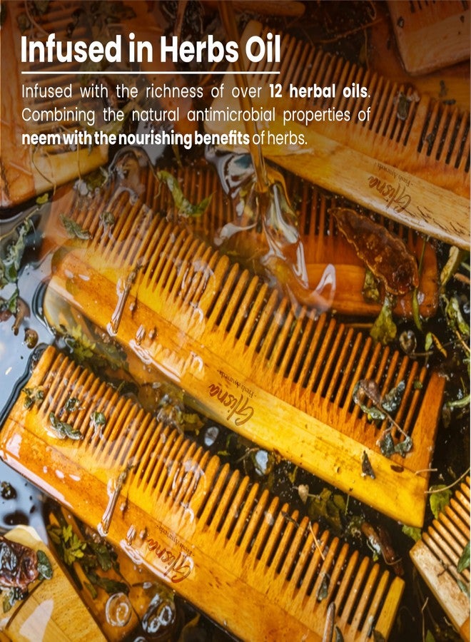 Glisna Neem Wooden Hair Comb for Hair Growth Organic Neem Wood Hair Comb for Women & Men Dual Tooth Design Infused with Herbal Oil Hairfall Control, Scalp Stimulation, & Natural Shine (Pack of 1) - Image 3