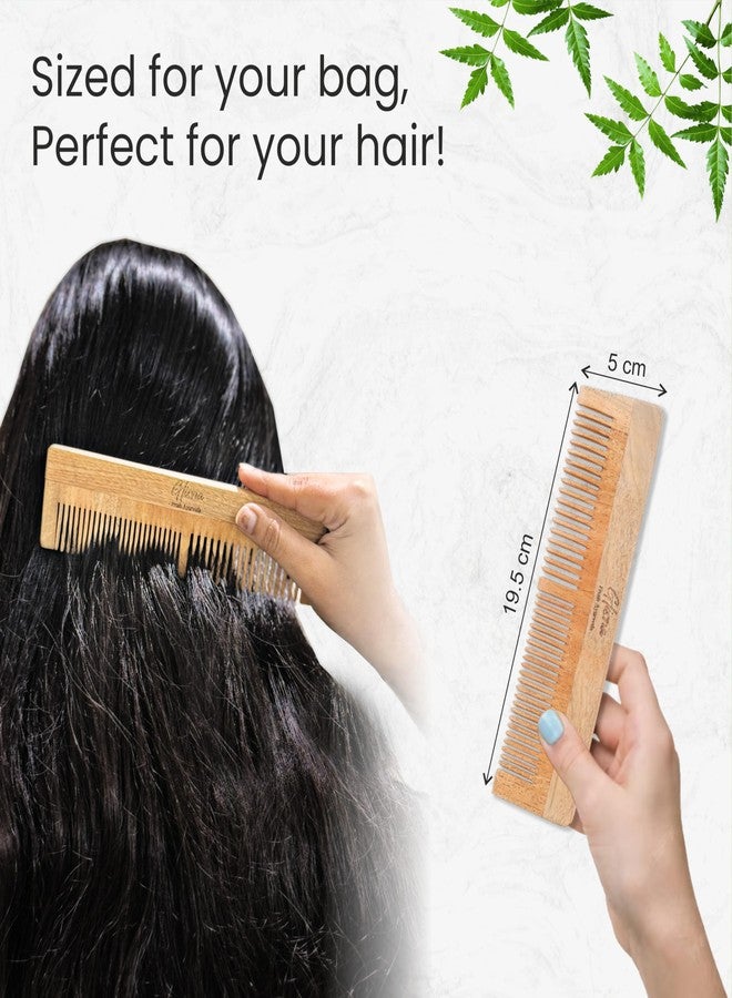 Glisna Neem Wooden Hair Comb for Hair Growth Organic Neem Wood Hair Comb for Women & Men Dual Tooth Design Infused with Herbal Oil Hairfall Control, Scalp Stimulation, & Natural Shine (Pack of 1) - Image 5