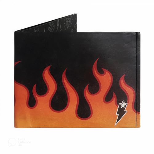 SUPERVEK Lit Flames Fire Stitched Paper Wallet - Vegan, Mighty Thin, Slim Wallet for men, Mens Credit Card Holder Wallet Gifts - Anime Tattoo Streetwear Hypebeast Bifold Wallets - RFID Blocking - Image 1