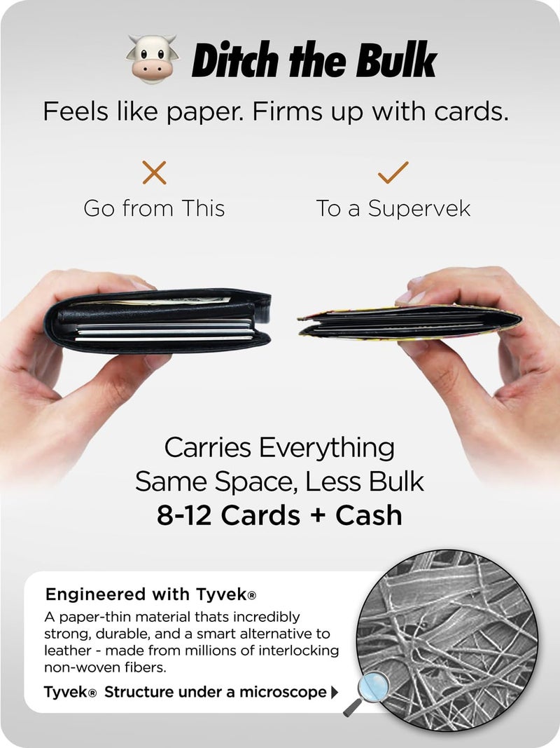 SUPERVEK Lit Flames Fire Stitched Paper Wallet - Vegan, Mighty Thin, Slim Wallet for men, Mens Credit Card Holder Wallet Gifts - Anime Tattoo Streetwear Hypebeast Bifold Wallets - RFID Blocking - Image 4
