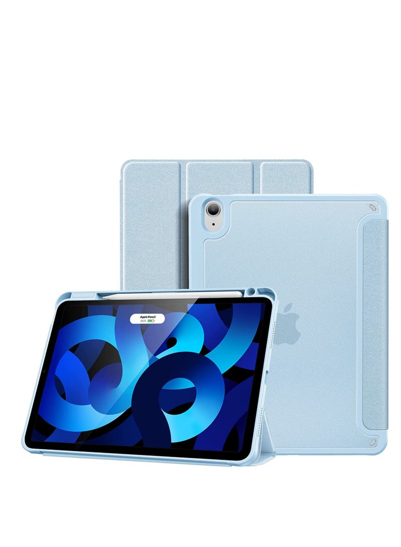 ELTRAZONE iPad Air 5/4 10.9 Inch Case 2022 2020 with Pencil Holder, Trifold Lightweight Hard Shell Slim Smart Cover for 10.9" iPad Air 5th 4th Generation -SkyBlue - Image 1
