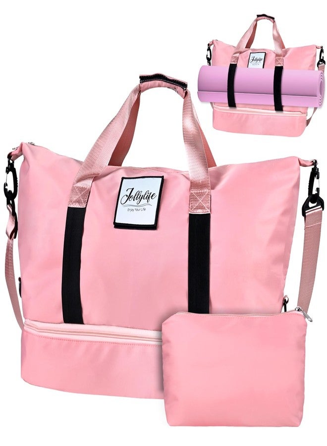 jollylife Gym Bag for Women: Travel Tote Duffel Bag with Yoga Mat Holder, Shoe Compartment, USB Charging Port, Trolley Sleeve, Plus Toiletry Pouch,Weekender Carry Luggage,Traveling Getaways Workout(Extra Large) - Image 1