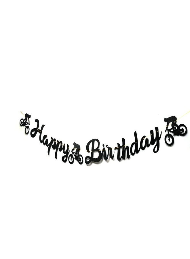 Paity Black Bicycle Happy Birthday Banner Bike Sports Theme Garland for Boy Birthday Shower Party Decoration Bicycle Party Banner Bicycle Bike Sport Charms Bicycle Birthday Bachelorette Party Decorations Pre-strung (Black) - Image 3