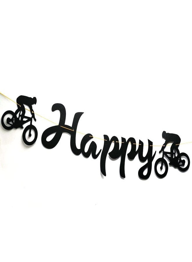 Paity Black Bicycle Happy Birthday Banner Bike Sports Theme Garland for Boy Birthday Shower Party Decoration Bicycle Party Banner Bicycle Bike Sport Charms Bicycle Birthday Bachelorette Party Decorations Pre-strung (Black) - Image 5