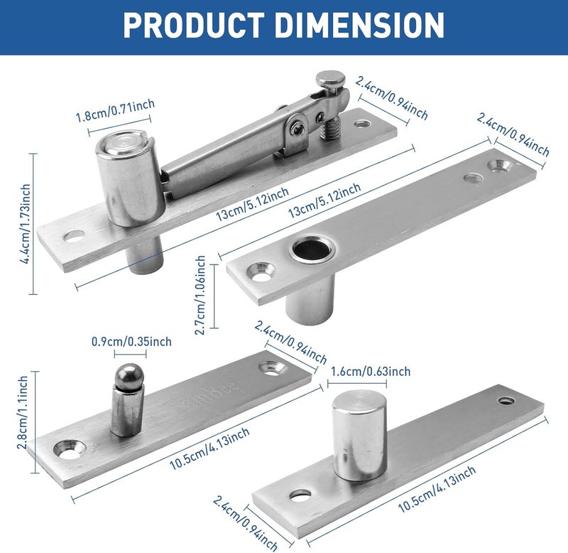 TamBee Door Pivot Hinges Heavy Duty Hinges for Wood Doors 360 Degree Shaft Stainless Steel Pivot Hinge System for Hidden Doors, Bookshelf - Image 2