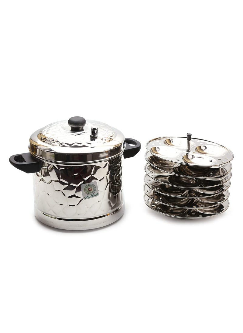 Coconut Coconut Stainless Steel Hammered Idly Cooker - 6 Plate - 24 - Idly  - Image 1