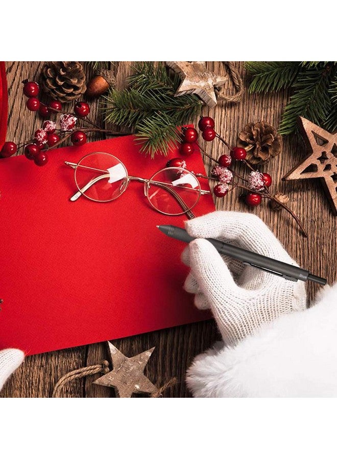 smttw 4 in1 Multi-Function Refillable & Retractable Ballpoint Pen + 0.7mm Mechanical Pencil, Fine Point, Grey Metal Barrel, With Black/Red/Blue Inks Color Code, Multicolor Pen With Metal Gift Box - Image 5